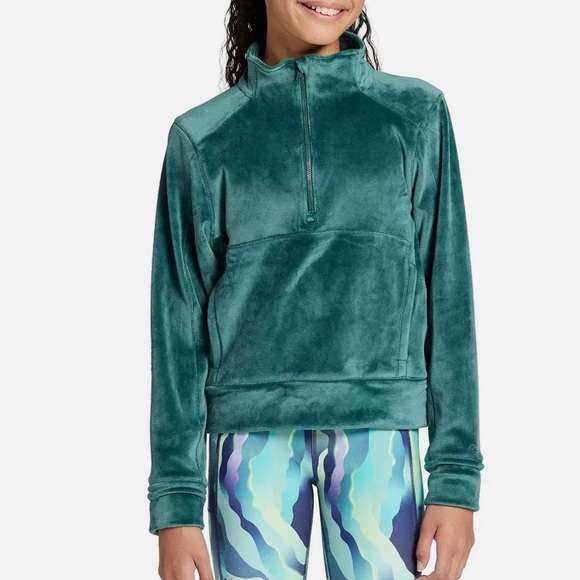 DG2 Girls' Sportswear Velour Pullover Green Hoodie NWT Size L (14) - Picture 1 of 2